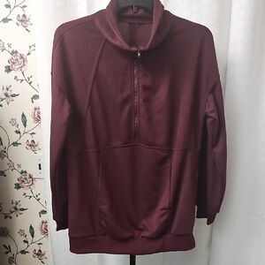 SHEIN Maroon Pullover with Half-Zip
